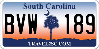 SC license plate BVW189