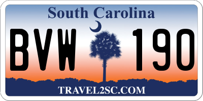 SC license plate BVW190