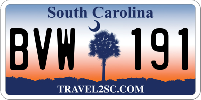 SC license plate BVW191