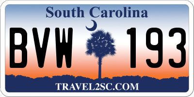 SC license plate BVW193