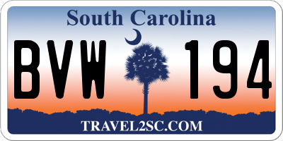 SC license plate BVW194