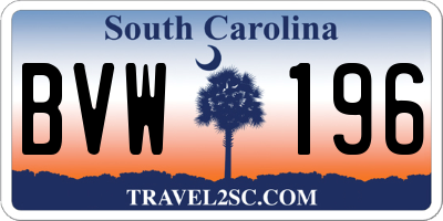 SC license plate BVW196