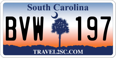 SC license plate BVW197