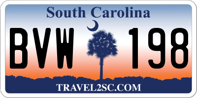 SC license plate BVW198