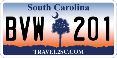 SC license plate BVW201