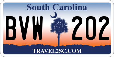 SC license plate BVW202