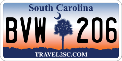 SC license plate BVW206