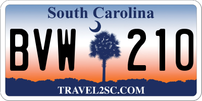 SC license plate BVW210