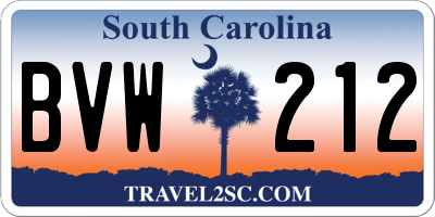SC license plate BVW212