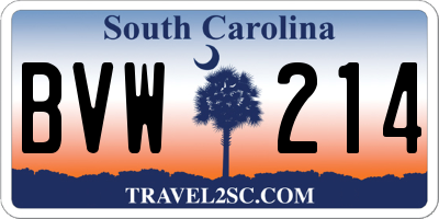 SC license plate BVW214