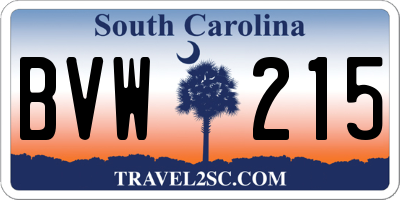 SC license plate BVW215