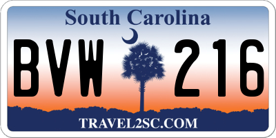 SC license plate BVW216