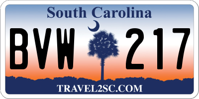 SC license plate BVW217