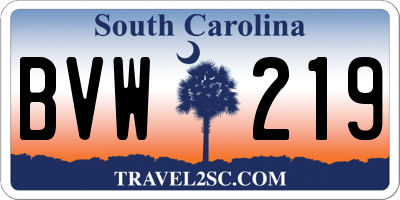 SC license plate BVW219