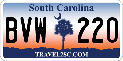 SC license plate BVW220