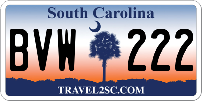 SC license plate BVW222