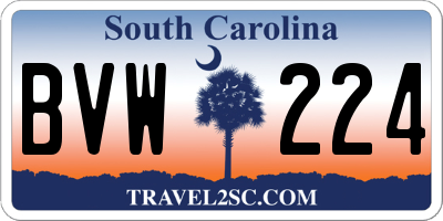 SC license plate BVW224