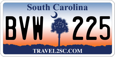 SC license plate BVW225