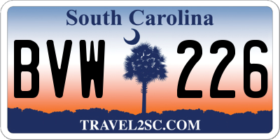 SC license plate BVW226
