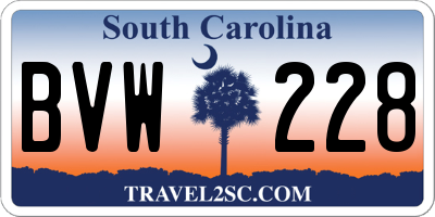 SC license plate BVW228