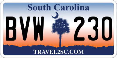 SC license plate BVW230
