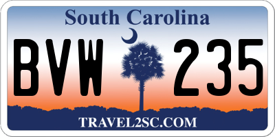 SC license plate BVW235