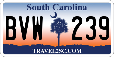SC license plate BVW239