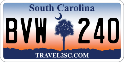 SC license plate BVW240