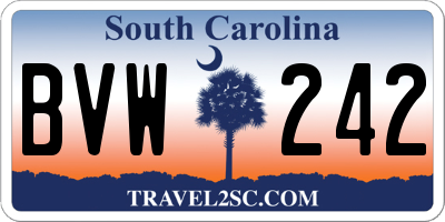 SC license plate BVW242