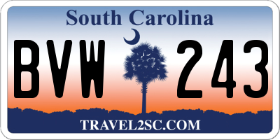 SC license plate BVW243