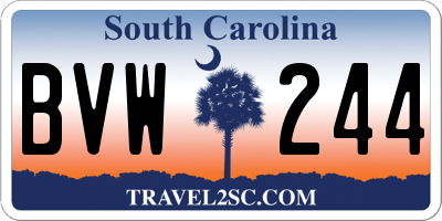 SC license plate BVW244