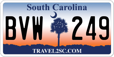 SC license plate BVW249