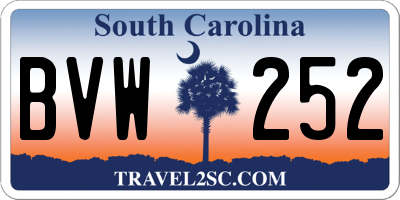 SC license plate BVW252