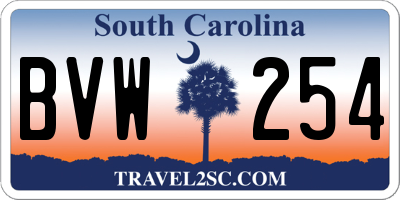SC license plate BVW254