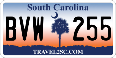 SC license plate BVW255