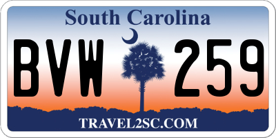 SC license plate BVW259