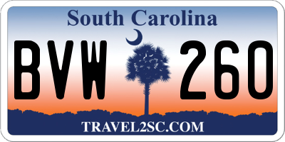 SC license plate BVW260