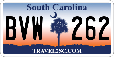 SC license plate BVW262