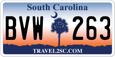 SC license plate BVW263