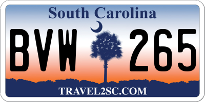 SC license plate BVW265