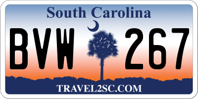 SC license plate BVW267