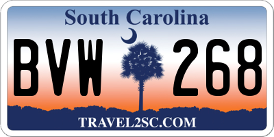 SC license plate BVW268