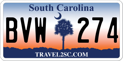 SC license plate BVW274