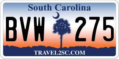 SC license plate BVW275