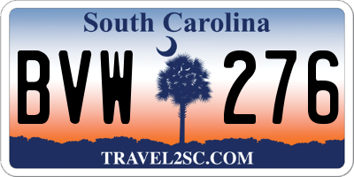 SC license plate BVW276