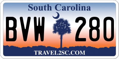 SC license plate BVW280