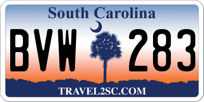 SC license plate BVW283