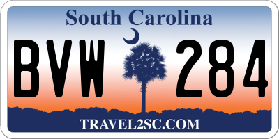 SC license plate BVW284