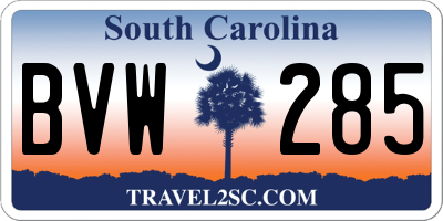 SC license plate BVW285