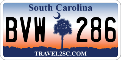 SC license plate BVW286
